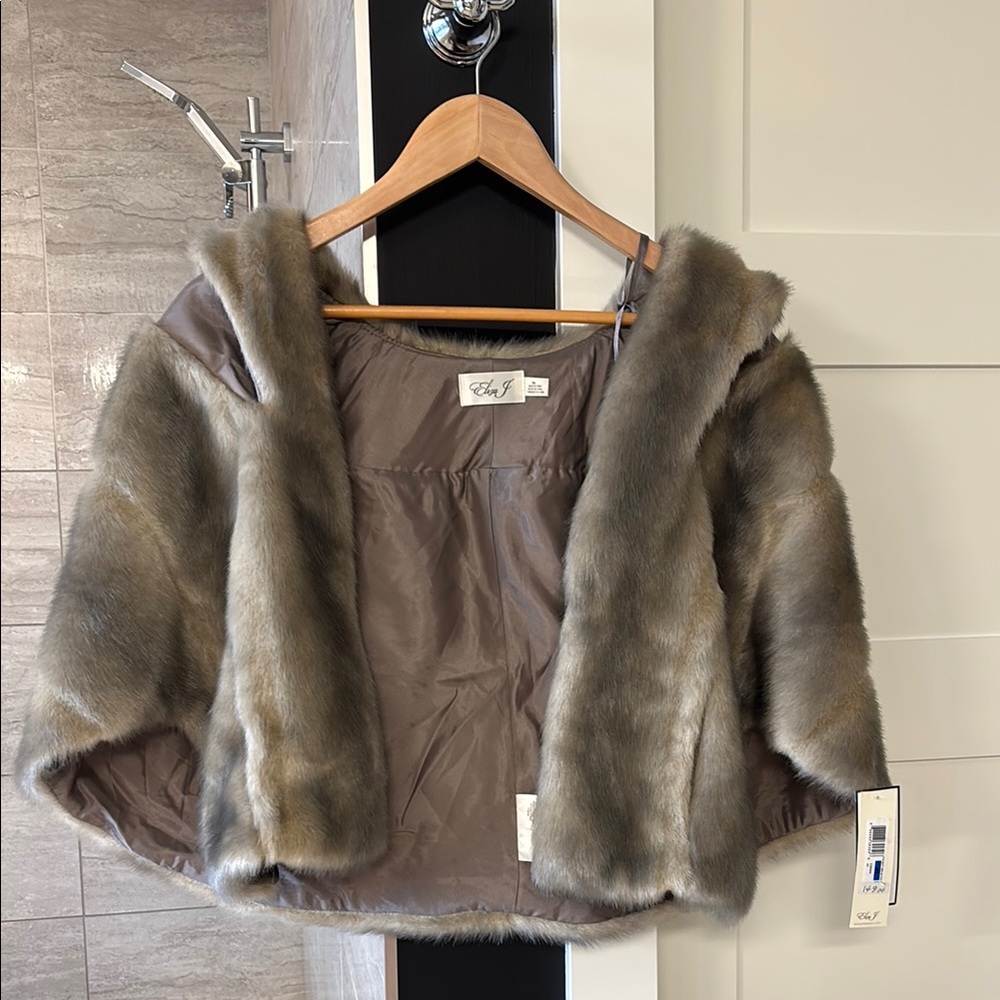 Eliza J Taupe Faux Fur Vest